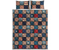 USA Denim Patchwork Pattern Print Quilt Bed Set