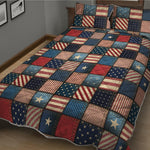 USA Denim Patchwork Pattern Print Quilt Bed Set