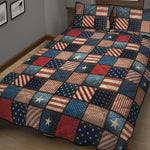 USA Denim Patchwork Pattern Print Quilt Bed Set