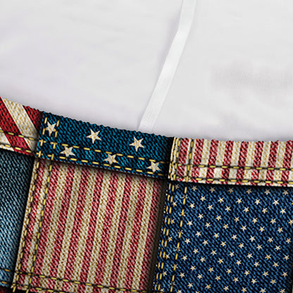 USA Denim Patchwork Pattern Print Sofa Cover