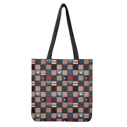 USA Denim Patchwork Pattern Print Tote Bag