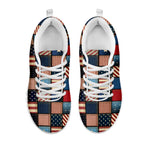 USA Denim Patchwork Pattern Print White Sneakers