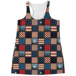 USA Denim Patchwork Pattern Print Women's Racerback Tank Top