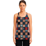 USA Denim Patchwork Pattern Print Women's Racerback Tank Top