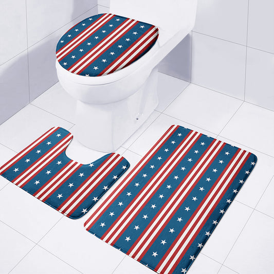 USA Independence Day Pattern Print 3 Piece Bath Mat Set