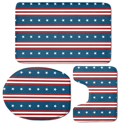 USA Independence Day Pattern Print 3 Piece Bath Mat Set