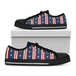 USA Independence Day Pattern Print Black Low Top Shoes