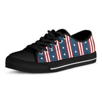 USA Independence Day Pattern Print Black Low Top Shoes