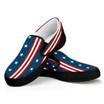 USA Independence Day Pattern Print Black Slip On Shoes