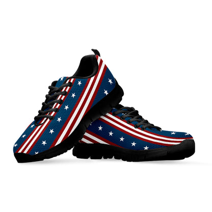 USA Independence Day Pattern Print Black Sneakers