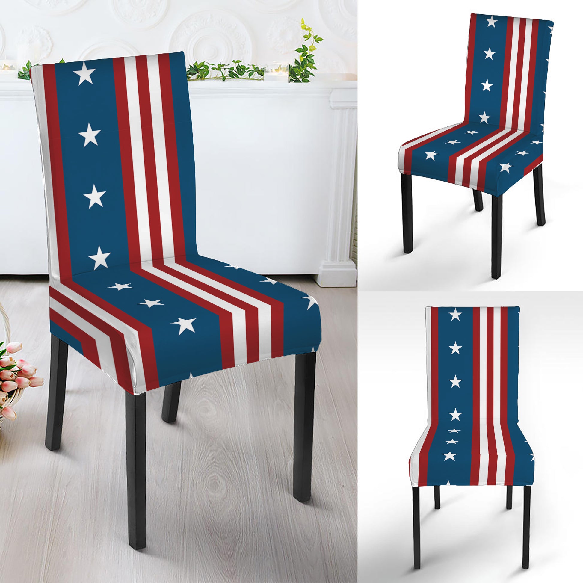 USA Independence Day Pattern Print Dining Chair Slipcover