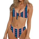 USA Independence Day Pattern Print Front Bow Tie Bikini