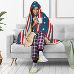 USA Independence Day Pattern Print Hooded Blanket
