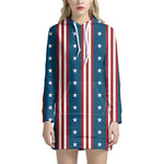 USA Independence Day Pattern Print Hoodie Dress