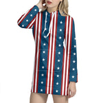 USA Independence Day Pattern Print Hoodie Dress