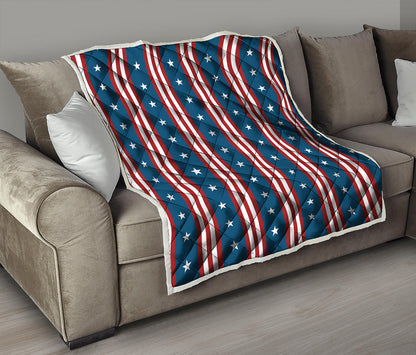 USA Independence Day Pattern Print Quilt