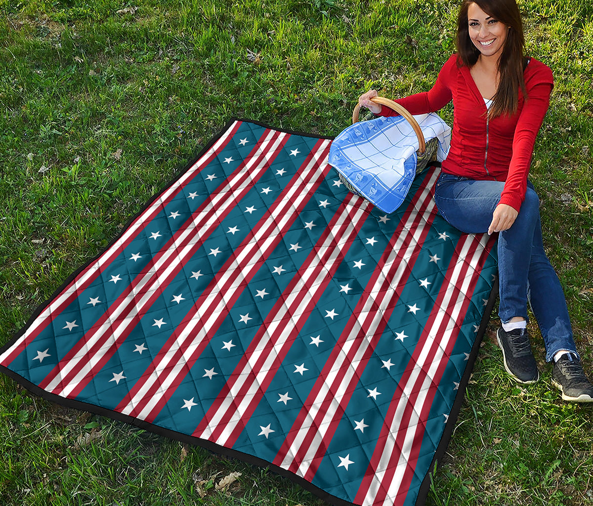 USA Independence Day Pattern Print Quilt