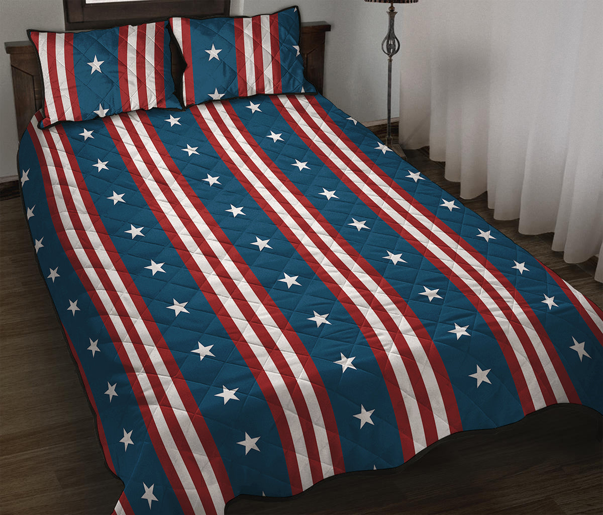 USA Independence Day Pattern Print Quilt Bed Set