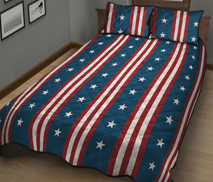 USA Independence Day Pattern Print Quilt Bed Set