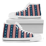 USA Independence Day Pattern Print White High Top Shoes