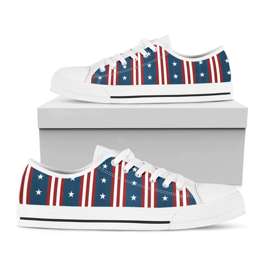 USA Independence Day Pattern Print White Low Top Shoes