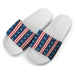 USA Independence Day Pattern Print White Slide Sandals