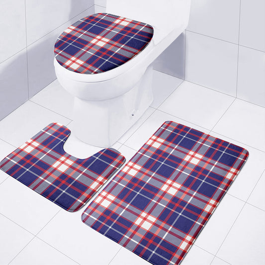 USA Patriotic Plaid Print 3 Piece Bath Mat Set