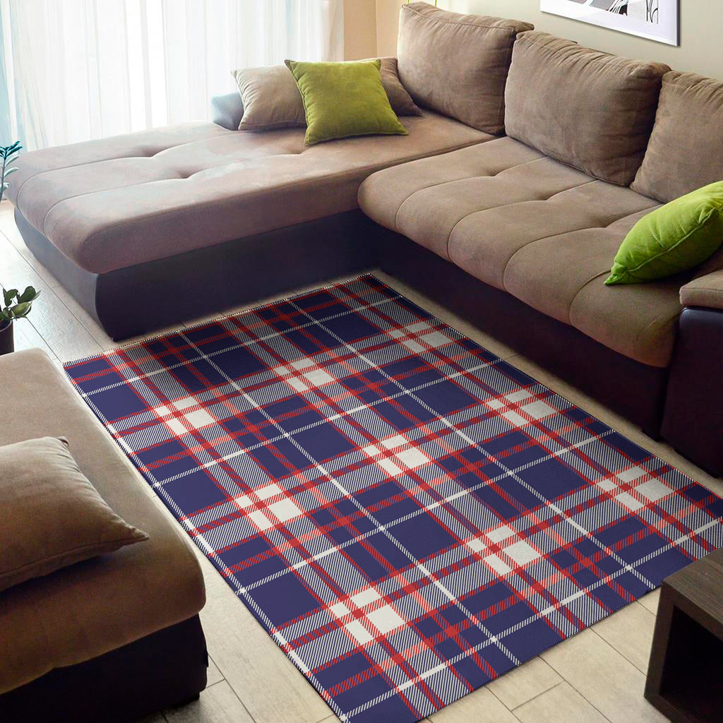 USA Patriotic Plaid Print Area Rug