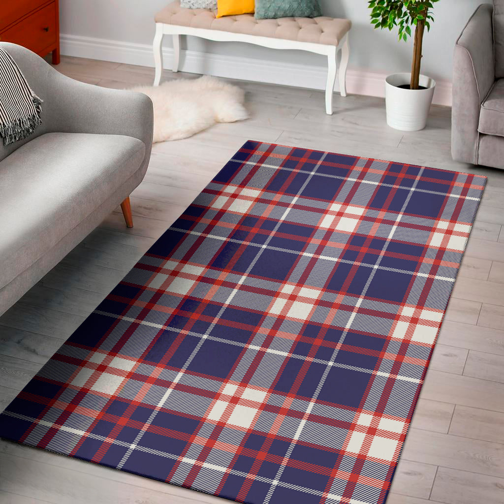 USA Patriotic Plaid Print Area Rug