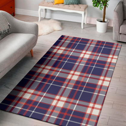 USA Patriotic Plaid Print Area Rug