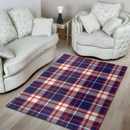 USA Patriotic Plaid Print Area Rug
