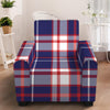 USA Patriotic Plaid Print Armchair Slipcover