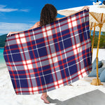USA Patriotic Plaid Print Beach Sarong Wrap