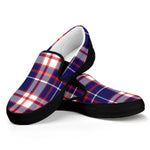 USA Patriotic Plaid Print Black Slip On Shoes