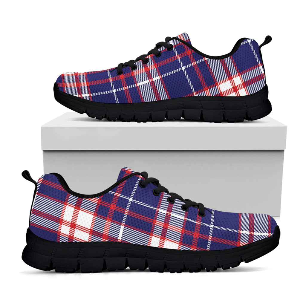 USA Patriotic Plaid Print Black Sneakers
