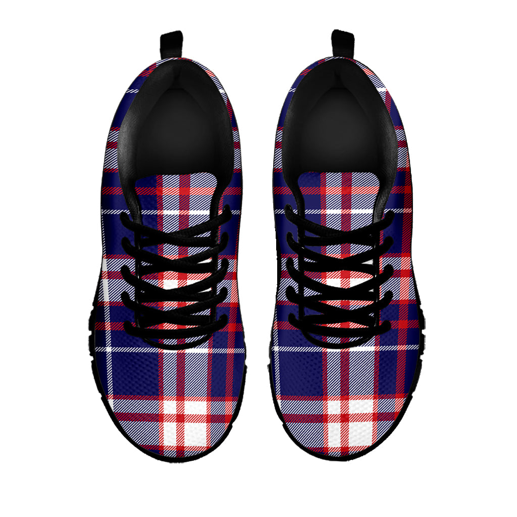 USA Patriotic Plaid Print Black Sneakers