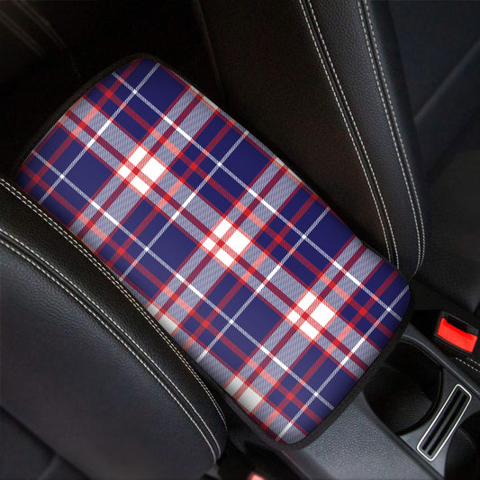 USA Patriotic Plaid Print Car Center Console Cover