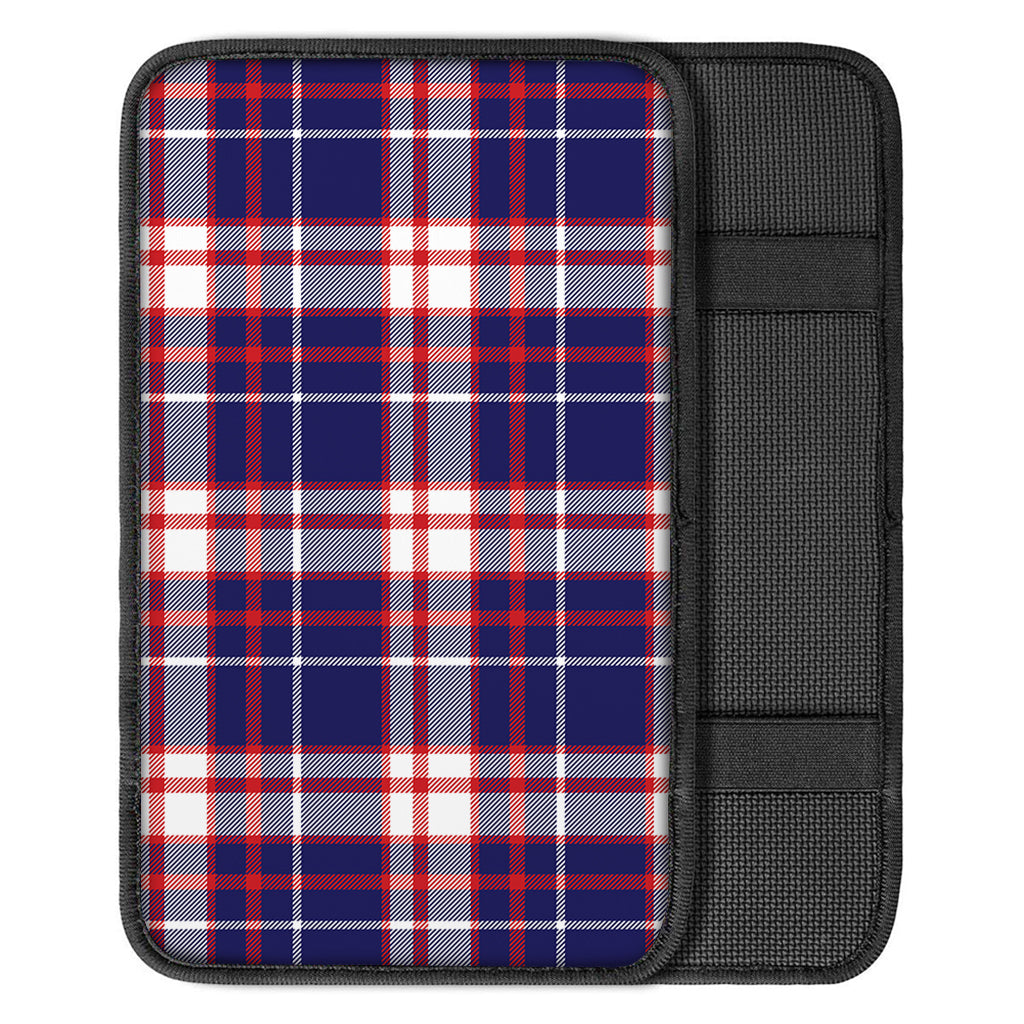 USA Patriotic Plaid Print Car Center Console Cover