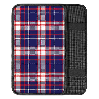 USA Patriotic Plaid Print Car Center Console Cover