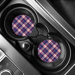 USA Patriotic Plaid Print Car Coasters