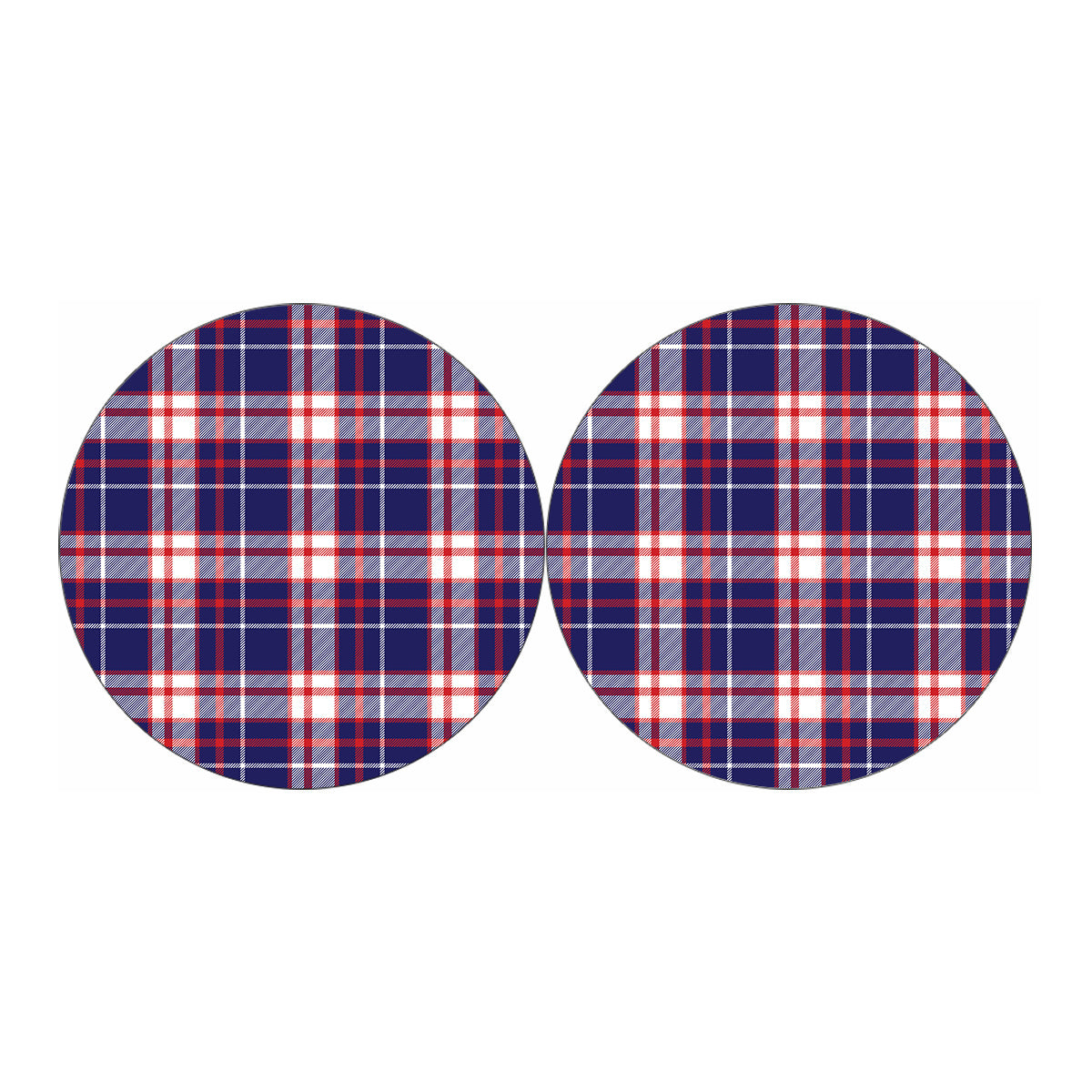 USA Patriotic Plaid Print Car Coasters