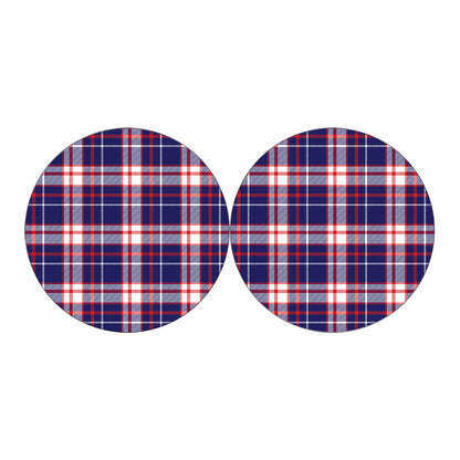 USA Patriotic Plaid Print Car Coasters