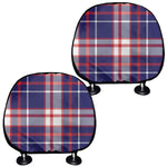 USA Patriotic Plaid Print Car Headrest Covers