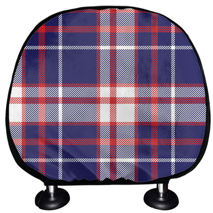 USA Patriotic Plaid Print Car Headrest Covers