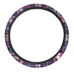 USA Patriotic Plaid Print Car Steering Wheel Cover