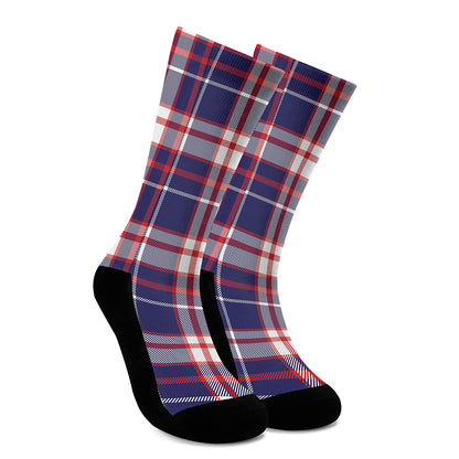 USA Patriotic Plaid Print Crew Socks