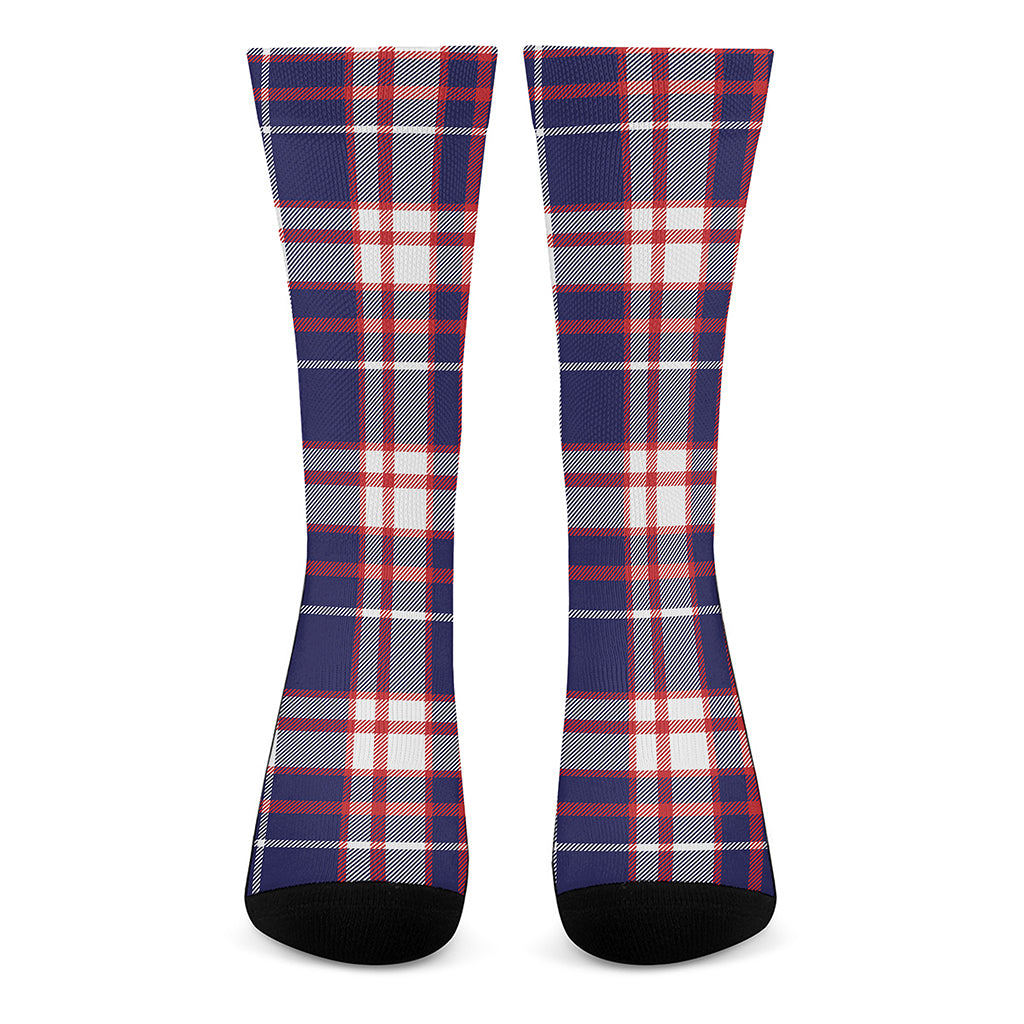 USA Patriotic Plaid Print Crew Socks