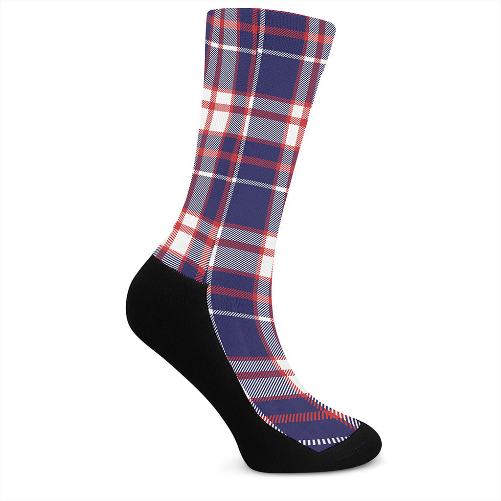 USA Patriotic Plaid Print Crew Socks