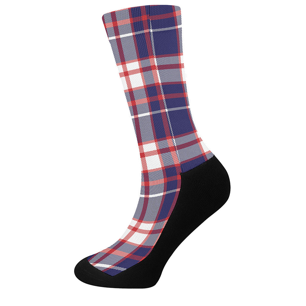 USA Patriotic Plaid Print Crew Socks