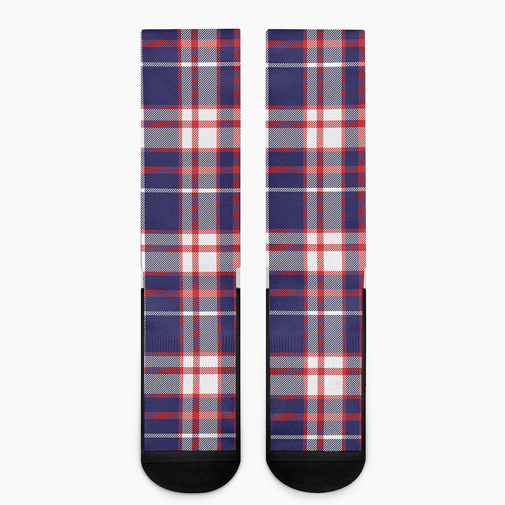 USA Patriotic Plaid Print Crew Socks